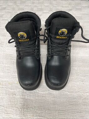Brahma Black Work Boots with Yellow Logo